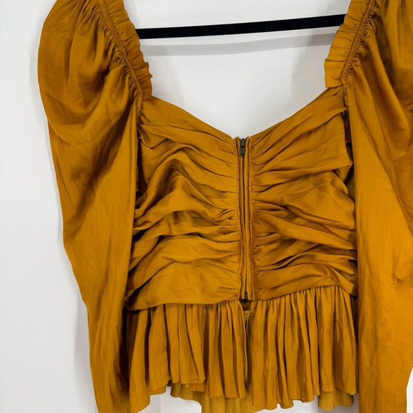 Ulla Johnson Mustard Yellow Ruched Blouse - Picture 10 of 12
